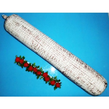 Salame gigante (salsiccione) finto, lunghezza cm 65, diametro cm 10, vestito con rete.